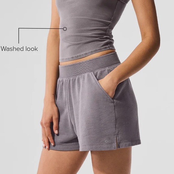 ALO Yoga Women's Athletic Shorts washed grey ( worn once) size small - Picture 6 of 7